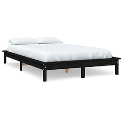 vidaXL Cadre de lit sans matelas noir bois de pin massif