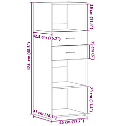 vidaXL Buffet haut chêne fumé 45x42,5x124 cm bois d'ingénierie pas cher