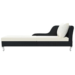 Maison Chic Chaise longue avec coussin | Bain de soleil Relax | Transat Résine tressée Noir -GKD94955