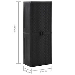 vidaXL Armoire de rangement de jardin Noir 65x45x172 cm PP Rotin pas cher