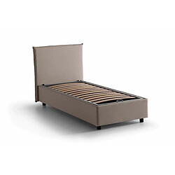 Acheter Autrement Talamo Italia Lit simple Anna avec conteneur, Made in Italy, en tissu amovible, 80x190 cm, avec ouverture latérale, Tortora, avec matelas inclus.