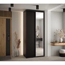 Abiks Meble Armoire à portes coulissantes Davos 3 H235.2 x L100 x P60 2 portes coulissante (Noir/Noir/Noir)