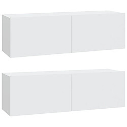 Maison Chic Meubles TV 2 pcs pour salon Blanc 100x30x30 cm Bois d'ingénierie -MN60459