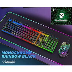 Avis Ensemble De Souris Clavier Rétroéclairé RVB Filaire USB Arc-en-ciel Rétro-éclairé Noir Arc-en-ciel