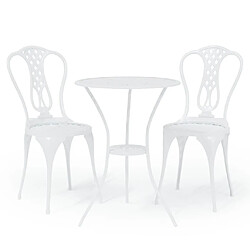 vidaXL Ensemble de bistro 3 pcs Aluminium coulé Blanc