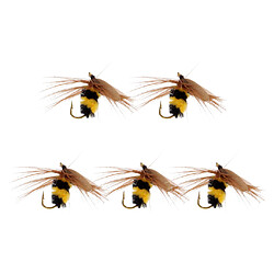 5Pcs Bumble Bee Abeille Nymphe Truite Mouches Pêche à la Mouche Bionic Bee Insecte Appâts Leurre Artificiel