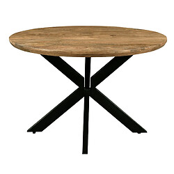 Moloo MACY-Table à manger ronde 4 personnes D.120 cm, Manguier et métal noir