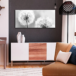 Artgeist Tableau - Fluffy Dandelions (1 Part) Grey Wide [100x45]