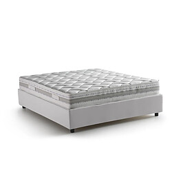 Autrement Talamo Italia Silvia lit double avec conteneur, Made in Italy, en éco-cuir, 160x200 cm, avec ouverture frontale, Blanc, avec matelas inclus.