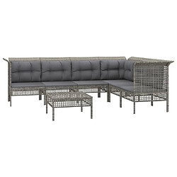 Avis Maison Chic Salon de jardin 7 pcs + coussins - Mobilier/Meubles de jardin - Table et chaises d'extérieur Gris Résine tressée -MN52232