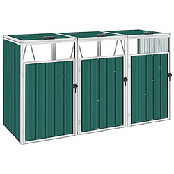 vidaXL Abri de poubelle triple Vert 213x81x121 cm Acier