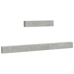 Maison Chic Ensemble de meubles TV 6 pcs | Banc TV Moderne pour salon | Meuble de Rangement - Gris béton Bois d'ingénierie -MN76870