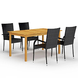 Salle à manger de jardin 5 pcs,Table et chaise à dîner Noir -MN59511