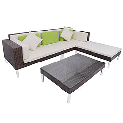 Maison Chic Salon de jardin 4 pcs + coussins - Mobilier/Meubles de jardin - Table et chaises d'extérieur Résine tressée Marron -MN21199