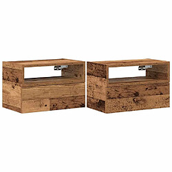 vidaXL Tables de chevet murales 2 pcs vieux bois 45x26x28,5 cm