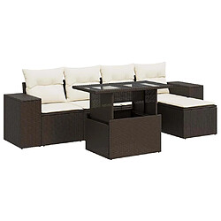 vidaXL Salon de jardin avec coussins 6 pcs marron résine tressée