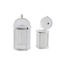 Aubry Gaspard Cages en bois et métal blanches (Lot de 2).