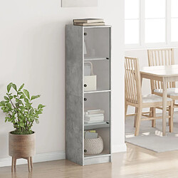 Avis Maison Chic Commode Buffet - Meuble de rangement avec portes en verre gris béton 35x37x142 cm -GKD45987