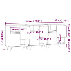 vidaXL Buffets 3 pcs gris béton bois d'ingénierie pas cher