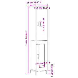 vidaXL Buffet haut Chêne marron 34,5x34x180 cm Bois d'ingénierie pas cher