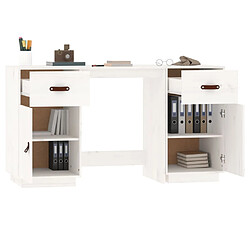 Maison Chic Bureau avec armoire de rangement,Table de travail,Table d'études Blanc 135x50x75 cm Bois massif de pin -GKD57009 pas cher