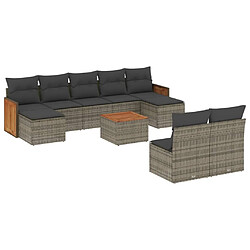 Maison Chic Salon de jardin avec coussins 10 pcs | Ensemble de Table et chaises | Mobilier d'Extérieur gris résine tressée -GKD73119