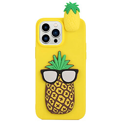 Coque en silicone Motif de dessin animé 3D, anti-chutte, anti-goutte pour votre iPhone 14 Pro - ananas