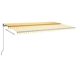 Maison Chic Auvent automatique | Store banne extérieur | Marquise capteur de vent/LED 600x300cm Jaune et blanc -MN74870 pas cher