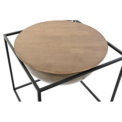 Pegane Table d'appoint en bois et métal coloris naturel noir - diamètre 64 x hauteur 62 cm pas cher