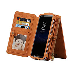 Wewoo Housse Étui marron pour Samsung Galaxy S8 / Galaxy A5 2017 avec le titulaire et l' Slots de cartes Cadre photo ampère Crochet & de protection arrière détachable Multi-fonction Mouton Bar Matériel Universel Flip Horizontal Cas pas cher