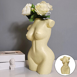 Avis Corps Féminin Vase Résine Pot De Fleur Femmes Statues Bureau Ornement Décor Jaune 12.5x9.5x20cm