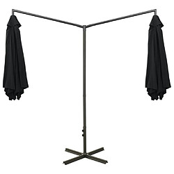 Avis vidaXL Parasol double avec mât en acier Noir 600 cm