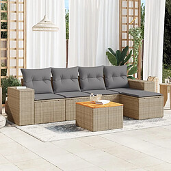 vidaXL Salon de jardin avec coussins 6 pcs beige résine tressée