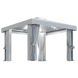 Maison Chic Tonnelle | Pergola et rideau et guirlande lumineuse LED 3x3 m Blanc crème -GKD68955