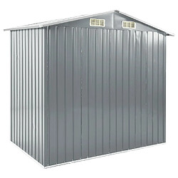 Helloshop26 Abri de jardin cabane cabanon maison de stockage remise extérieur hangar outils robuste avec étagère 205 x 130 x 183 cm Fer gris 02_0022223 pas cher