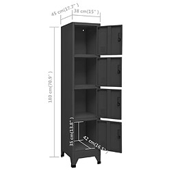 vidaXL Armoire à casiers Anthracite 38x45x180 cm Acier pas cher