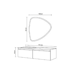 Kiamami Valentina MEUBLE DE SALLE DE BAINS SUSPENDU BLANC, LAVABO DÉCENTRÉ ET MIROIR EN FORME DE GOUTTE D'EAU | SEATTLE pas cher