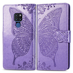 Wewoo Housse Coque Étui en cuir à rabat horizontal Butterfly Love Flowers pour Huawei Mate 20avec supports et porte-cartesainsi que portefeuille et lanière violet clair