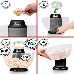 Duronic POP50 BK Appareil à Popcorn - Capacité de 50 gr avec bol démontable - Cuisson électrique à air chaud de mais soufflé sans huile - Faible en calories