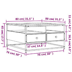 vidaXL Table basse chêne fumé 80x80x45 cm bois d'ingénierie pas cher