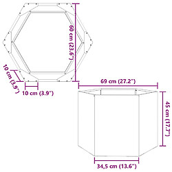 vidaXL Jardinière blanc hexagone 69x60x45 cm acier pas cher