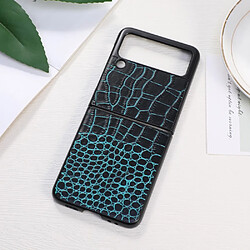 Coque en TPU + cuir véritable texture croco vert pour votre Samsung Galaxy Z Flip3 5G