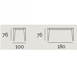 Inside 75 Table repas NORDIC 6 couverts 180 x 100 cm pieds bois plateau chêne naturel