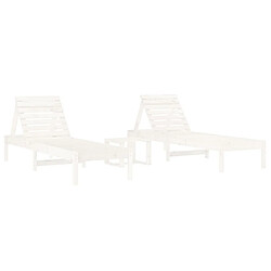 Maison Chic Lot de 2 Chaises longues avec table | Bain de soleil Relax | Transat blanc bois massif de pin -GKD43565