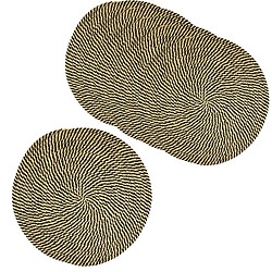 Aubry Gaspard Set de table rond en jute naturelle (Lot de 6) naturel et noir.