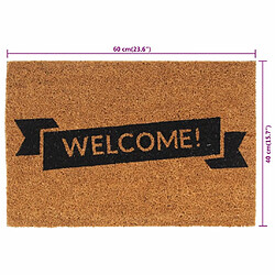 vidaXL Tapis de porte naturel 40x60 cm fibre de coco touffeté pas cher