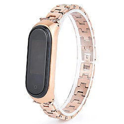 Bracelet en métal chaîne décorative en strass bling bling, or pour votre Xiaomi Mi Band 3/4