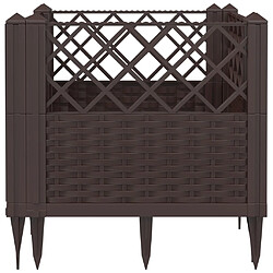 Acheter vidaXL Jardinière avec piquets marron 43,5x43,5x43,5 cm PP