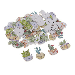 50pcs dessin animé cactus 2 trous boutons en bois boutons de couture décoratifs mélangés pas cher