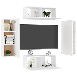 Avis Maison Chic Ensemble de meubles TV 4 pcs | Banc TV Moderne pour salon | Meuble de Rangement - Blanc Aggloméré -MN90339